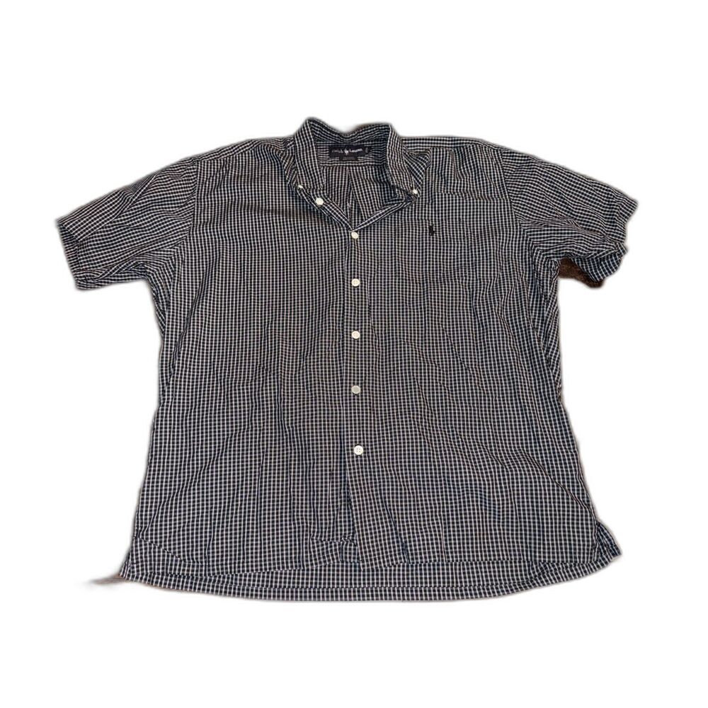 Ralph Lauren Checkererd Black Button Down Polo Shirt